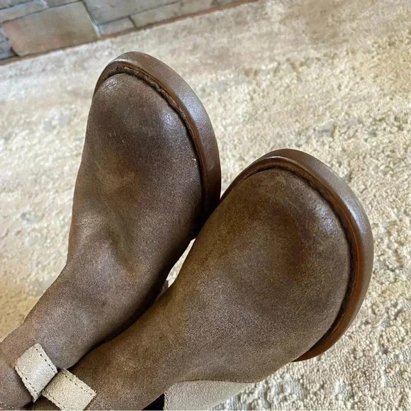 Born Two Tone Brown Leather Suede Ankle Booties Cut Out  Buckle Strap: 6.5M - Picture 8 of 11